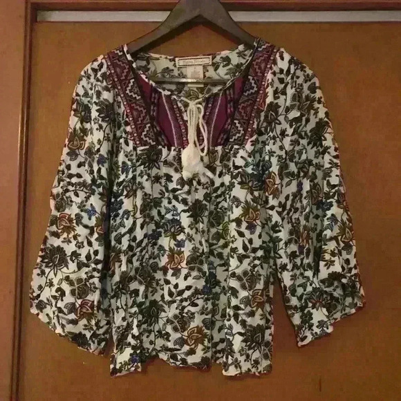 Flying Tomato Floral‎ Boho Blouse Size Small - Picture 1 of 4